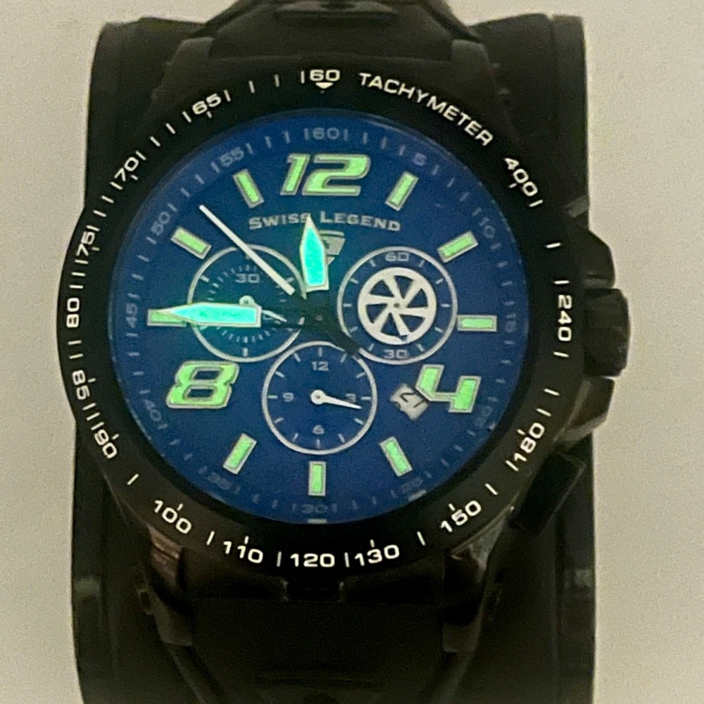 Swiss Legend Black and Blue Chronograph Watch